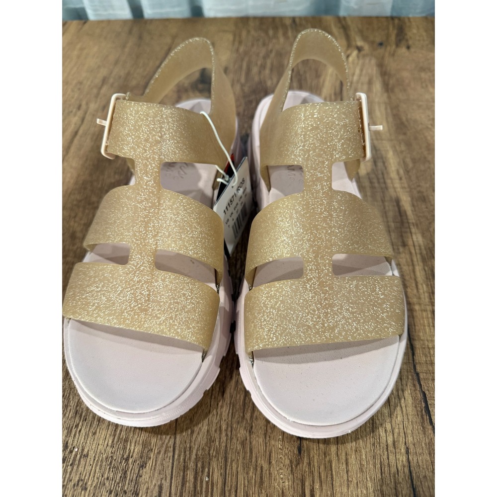 Skechers Foamies Glitter Jelly Sandals‎ Platform Women Size 7 Gold Pink Washable - Picture 12 of 12